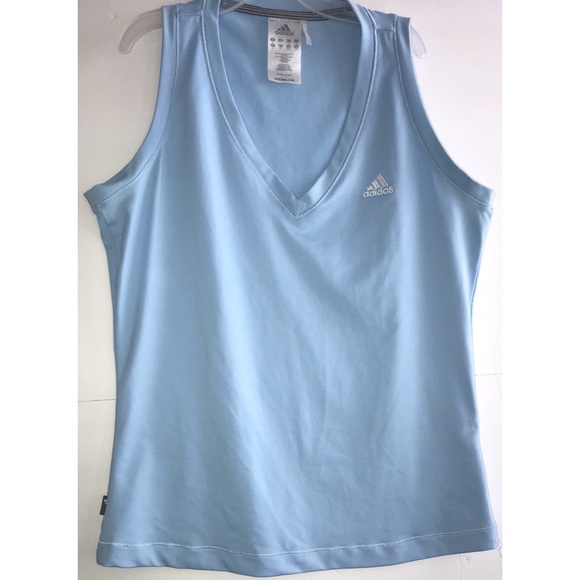 Adidas blue sleeveless v-neck active wear top - Picture 1 of 4